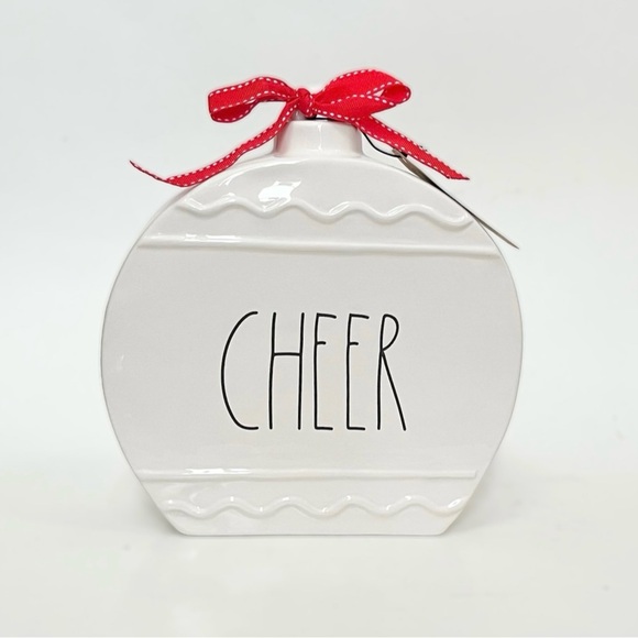 Rae Dunn Christmas CHEER White Large Ceramic Ornament Table Decor - Picture 2 of 9